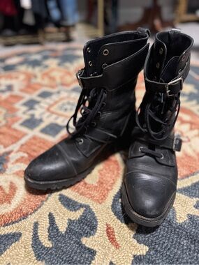 Harley-Davidson Black Leather Women's Combat Moto Boots